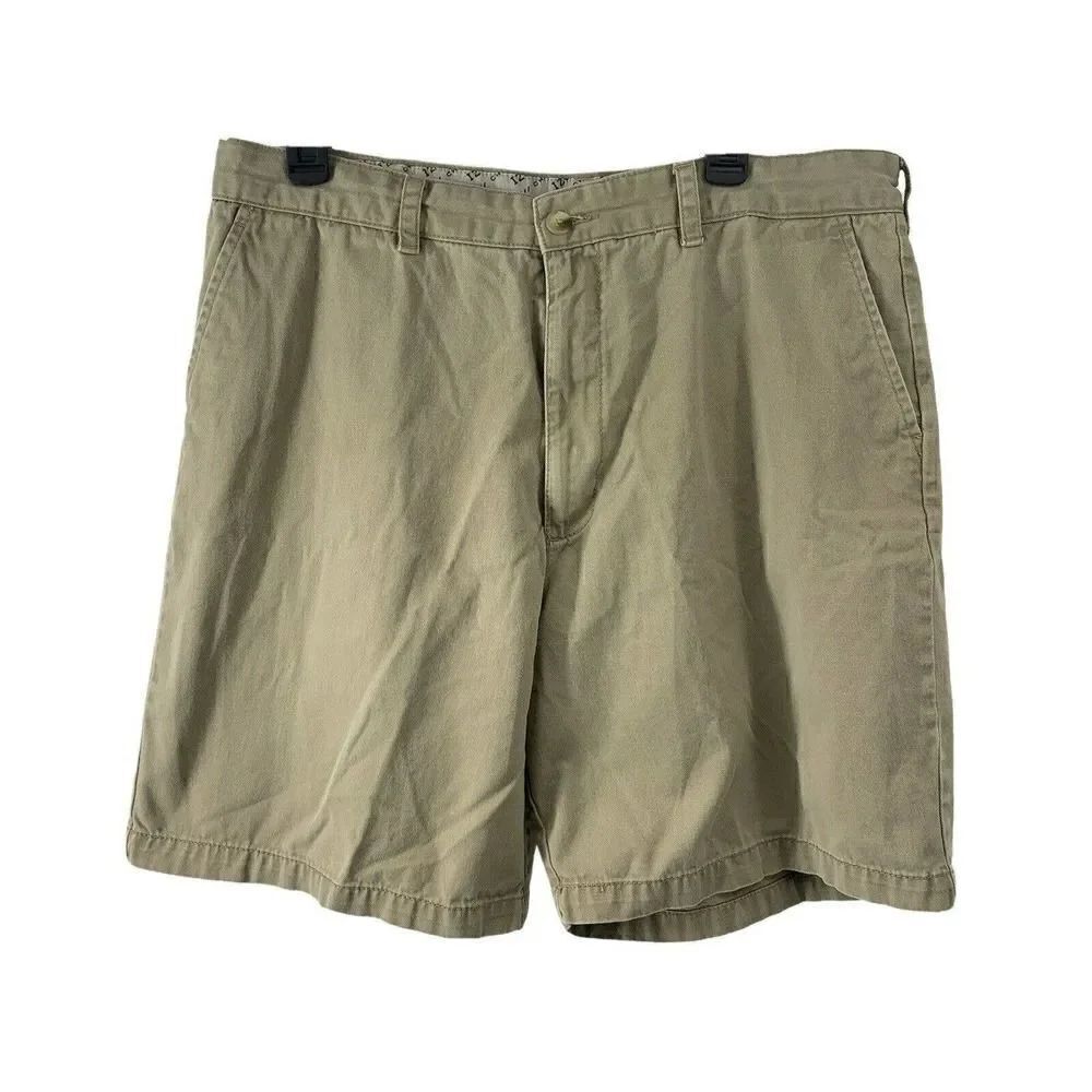 IZOD Khaki Chino Shorts Mens Size 38 Flat Front